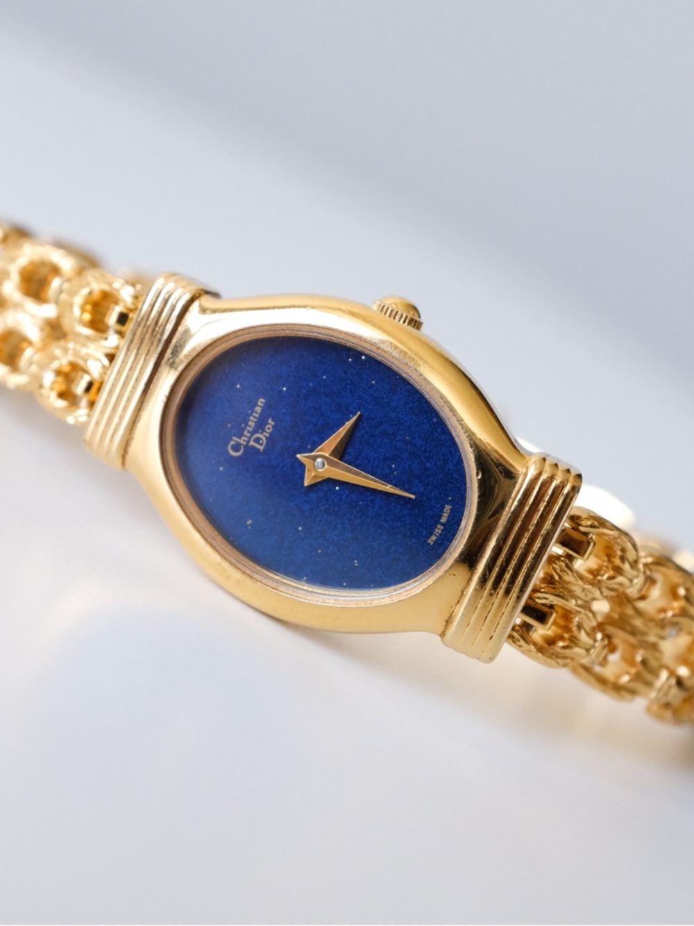 Vintage Dior Gold-Tone Bracelet Watch with Blue Dial - Picture 2 of 9